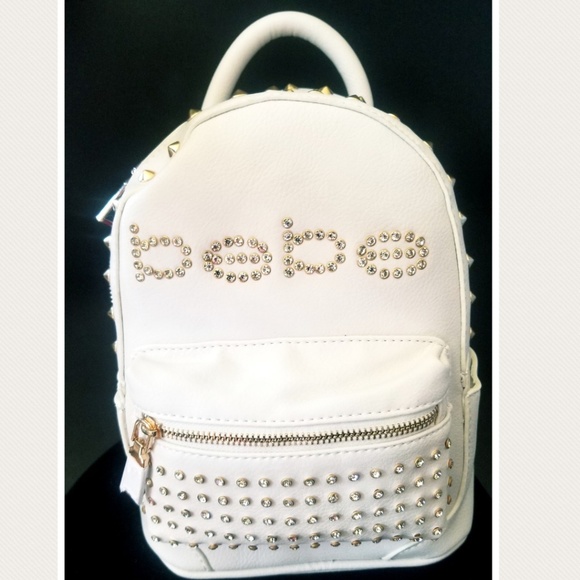bebe Handbags - Bebe White and Gold Studded Mini backpack